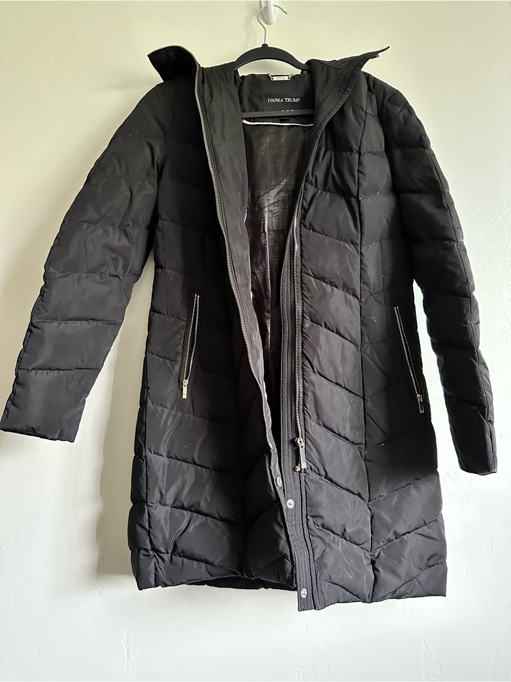 Ivanka Trump Black Quilted Long Puffer Jacket